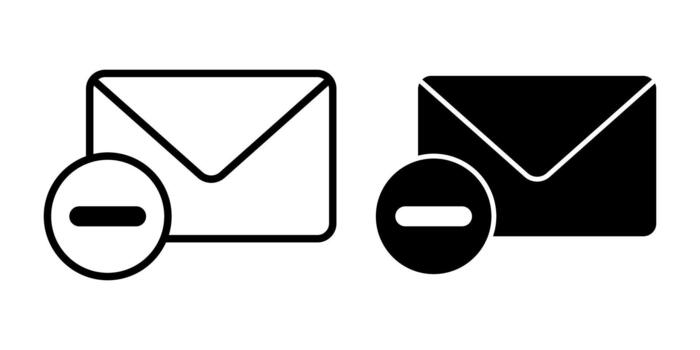 correo electrónico eliminar negro icono haz para mensaje borrando y bandeja de entrada administración herramientas vector