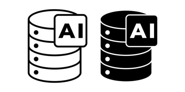 Database Intelligence Black Icon Bundle for Smart Data Processing and System Management vector