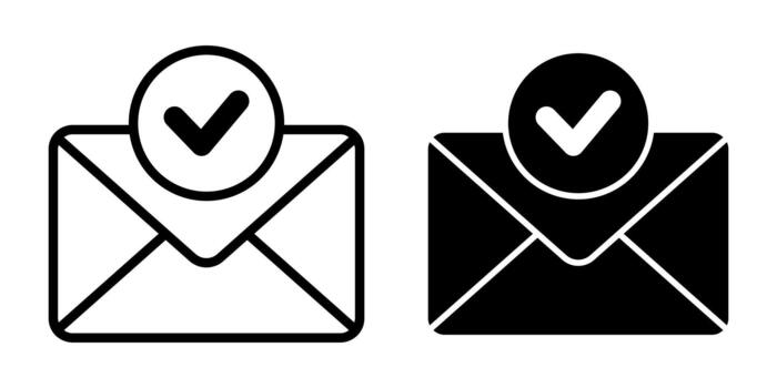 Email Check Black Icon Bundle for Verified Messages and Inbox Confirmation vector