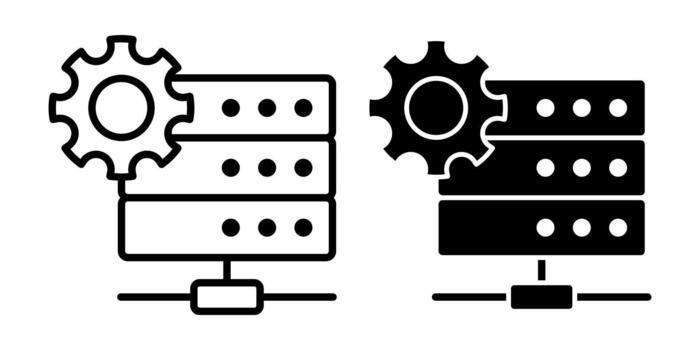 Server Settings Black Icon Bundle for System Configuration and Advanced Management Control vector