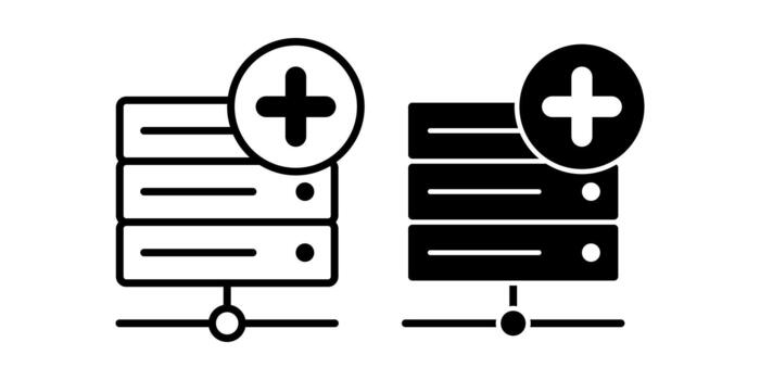 servidor añadir negro icono haz para mejorado datos expansión y sistema integración utilizar vector