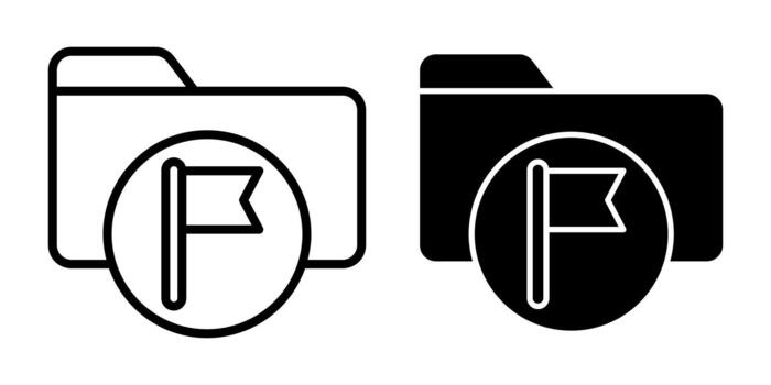 Folder Flag Black Icon Bundle for Marked Documents and Prioritized File Organization vector