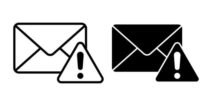 Email Warning Black Icon Bundle for Alert Messages and Communication Signals vector