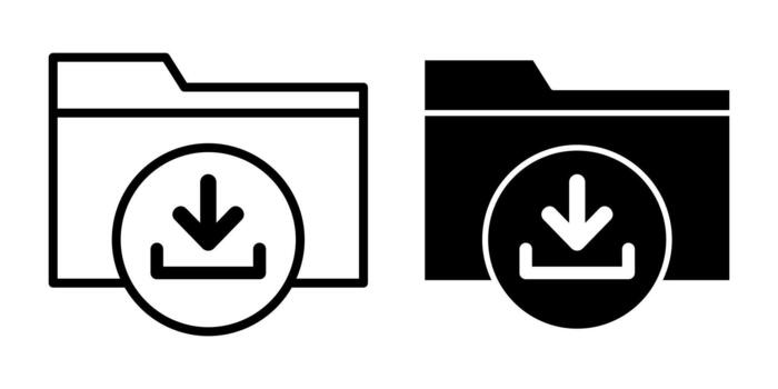 Folder Download Black Icon Bundle for File Retrieval and Digital Storage Access vector