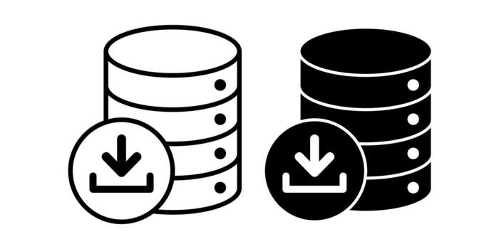 Database Download Symbol Black Icon Bundle for Efficient Information Retrieval vector