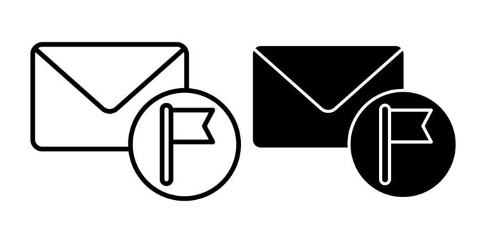 Email Flag Black Icon Bundle for Marked Messages and Priority Communication vector