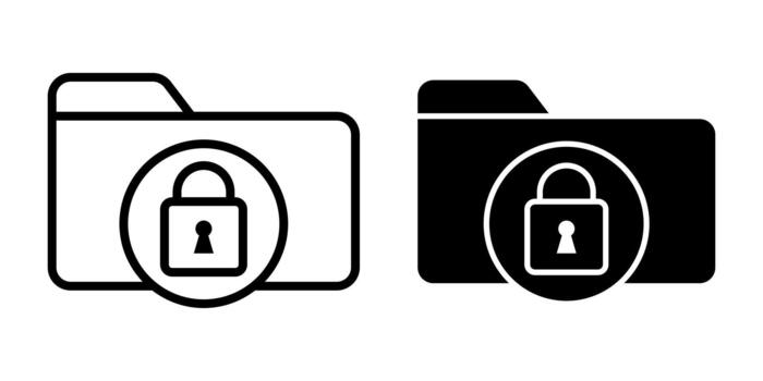 Folder Secure Black Icon Bundle for Protected Files and Safe Data Management vector