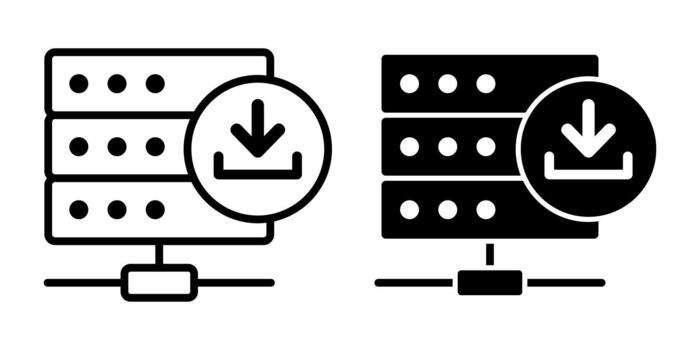 Server Download Black Icon Bundle for Efficient Data Retrieval and System Transfer Use vector