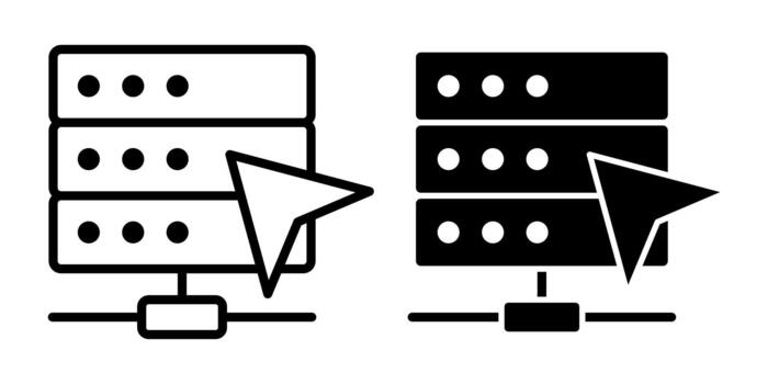 Server Cursor Click Black Icon Bundle for Interactive Access and Digital System Selection vector