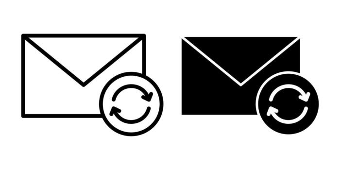 Email Update Black Icon Bundle for Message Refresh and Inbox Synchronization Tools vector