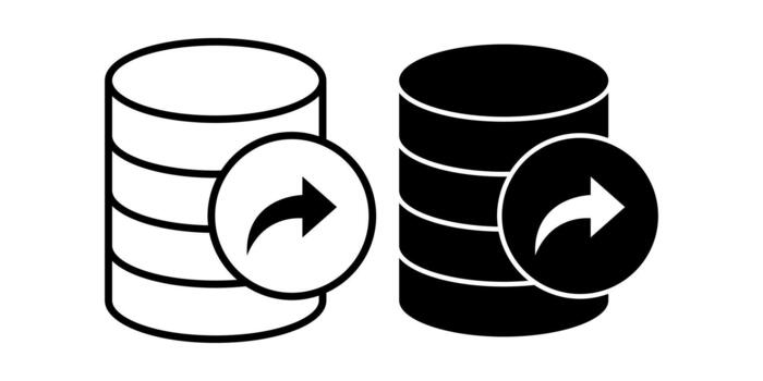 Database Share Symbol Black Icon Bundle for Smooth Information Distribution and Access vector