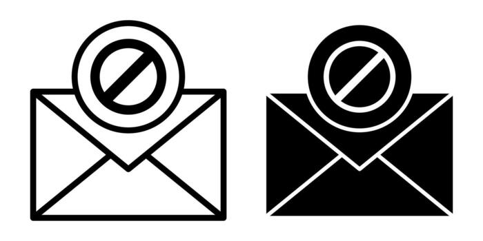 Email Block Black Icon Bundle for Restricted Messages and Spam Protection vector