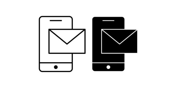 Email on Mobile Black Icon Bundle for Mobile Messaging and Digital Communication vector