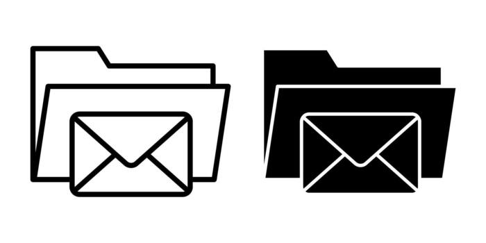 carpeta correo notificación negro icono haz para correo electrónico alertas y mensaje almacenamiento vector