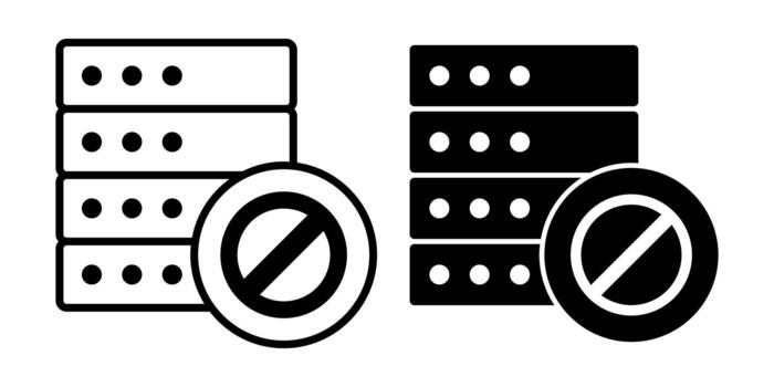 Server Block Black Icon Bundle for Restricted Access Control and Protected Data Operations vector