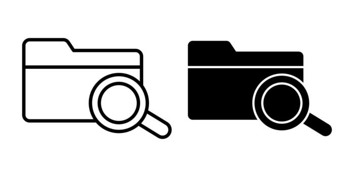 Folder Search Black Icon Bundle for File Finding and Directory Exploration vector