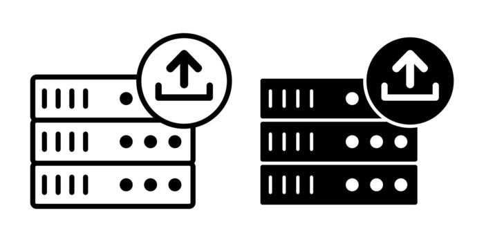 Server Upload Black Icon Bundle for Efficient Data Submission and Connected Platform Tasks vector