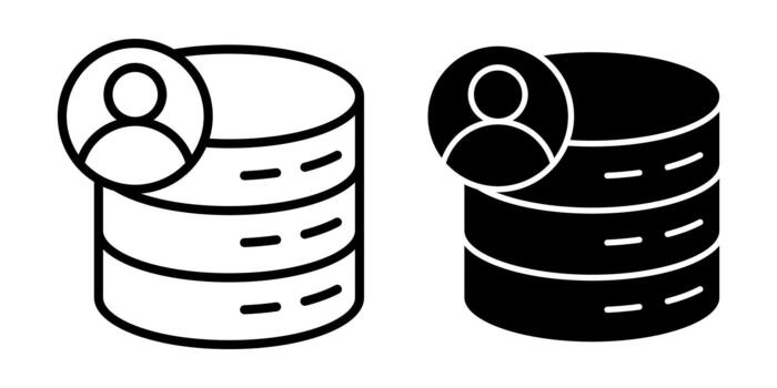 Database User Black Icon Bundle for Profile Information and Account Access Management vector