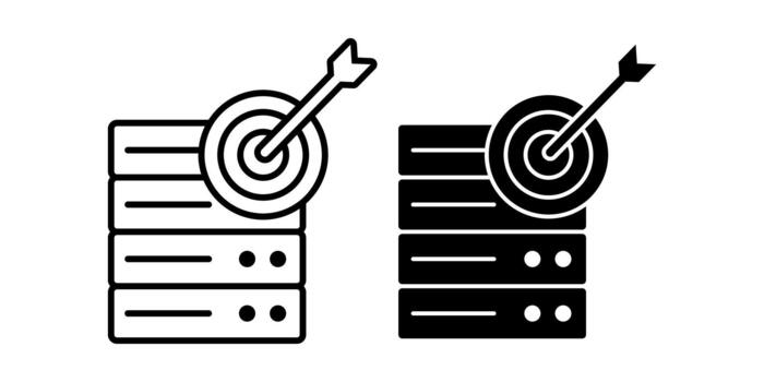 Server Target Black Icon Bundle for Precision Data Tracking and Focused System Operations vector