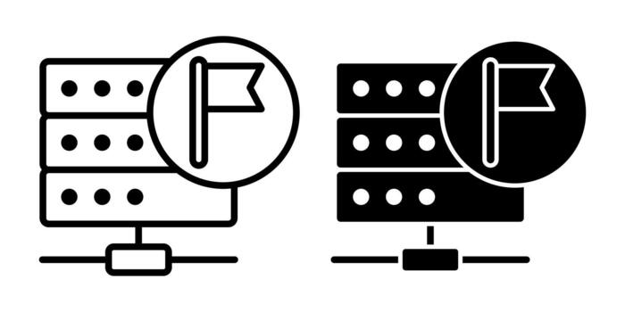 servidor bandera negro icono haz para marcado datos puntos y prioridad digital operaciones vector