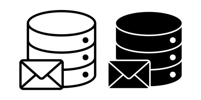 base de datos correo notificación negro icono haz para automatizado alertas y sistema mensajes vector