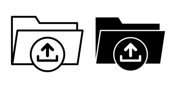 Folder Upload Black Icon Bundle for File Transfer and Efficient Digital Workflow vector