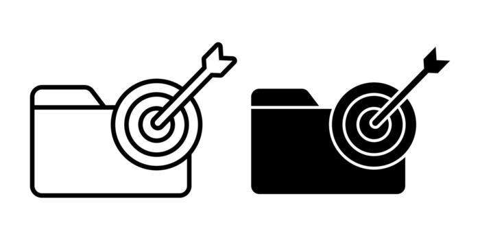 Folder Target Black Icon Bundle for Focused Document Sorting and Precise File Management vector