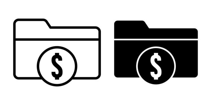 Folder Dollar Black Icon Bundle for Financial Documents and Secure Budget File Storage vector