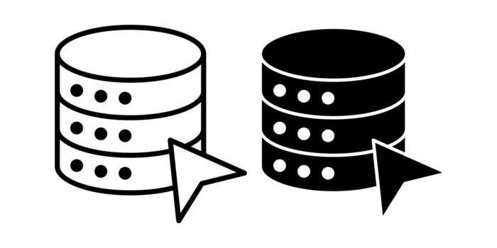 Database Cursor Click Black Icon Bundle for Interactive Data Access and User Actions vector