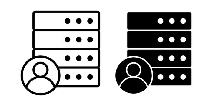 servidor usuario negro icono haz para cuenta administración y acceso controlar en digital sistemas vector