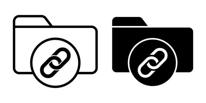 Folder Link Black Icon Bundle for Connected Files and Linked Directories vector