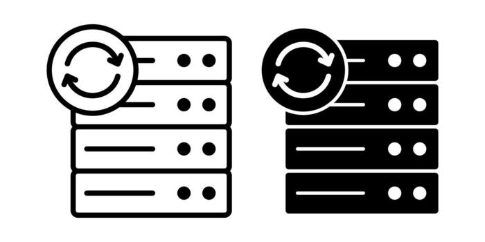 Server Update Black Icon Bundle for Improved System Performance and Refreshed Data Operations vector
