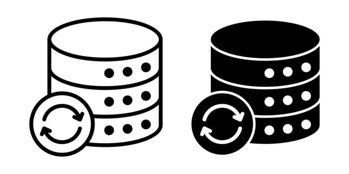 Database Update Symbol Black Icon Bundle for Improved Information Revision and Sync vector