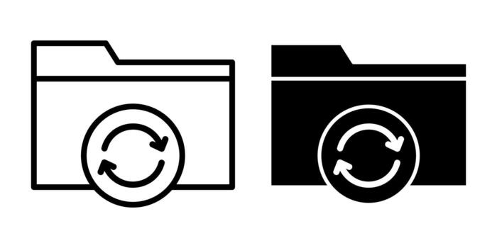 Folder Update Black Icon Bundle for Document Refresh and Modern File Operations vector