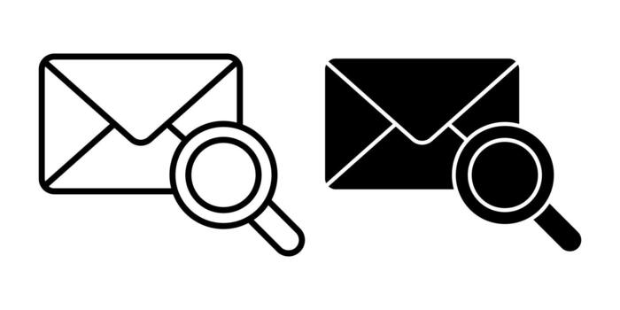 Email Search Black Icon Bundle for Inbox Lookup and Message Discovery Tools vector