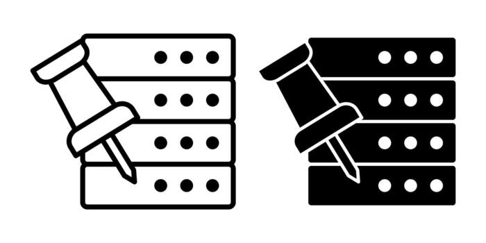 servidor empujar alfiler negro icono haz para marcado información y clavado digital datos puntos vector