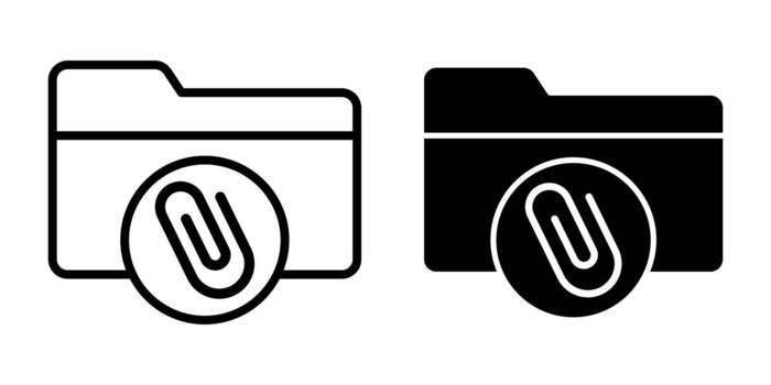 Folder Attachment Black Icon Bundle for Linked Files and Document Management vector