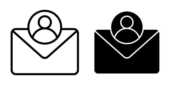 correo electrónico usuario negro icono haz para cuenta mensajería y contacto administración herramientas vector