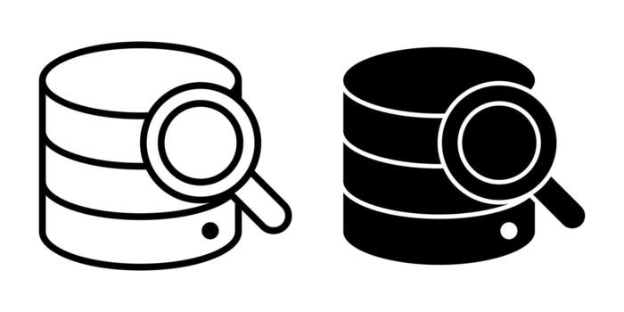 Database Search Symbol Black Icon Bundle for Fast Information Discovery and Lookup vector