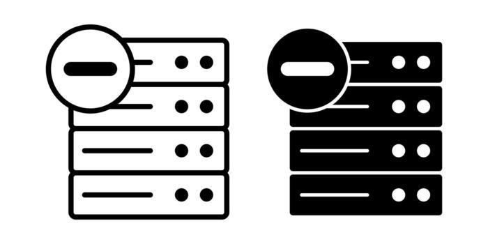 servidor eliminar negro icono haz para revisado datos extracción y digital sistema administración vector