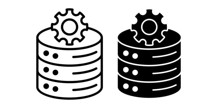 Database Settings Black Icon Bundle for System Configuration and Information Adjustment vector