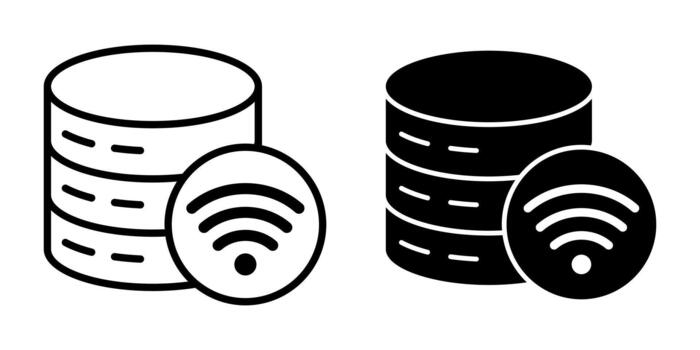 Database WiFi Black Icon Bundle for Connected Information and Wireless Data vector