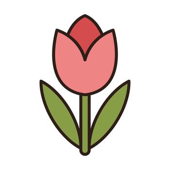 Tulip Flat Colored Icon with Smooth Elegant Petal Shape for Modern Decorative Design vector