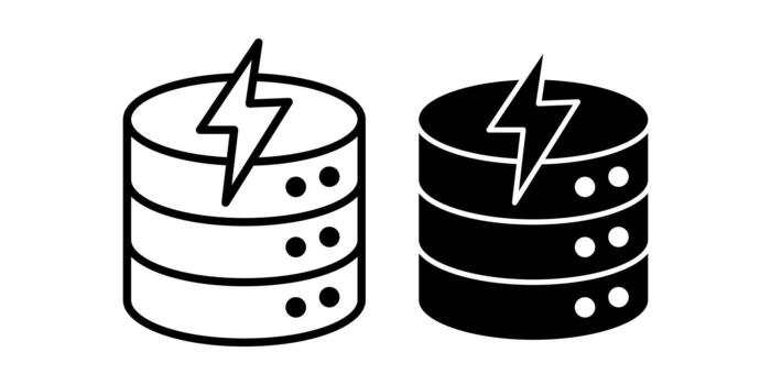 base de datos energía negro icono haz para poder supervisión y digital recurso administración vector