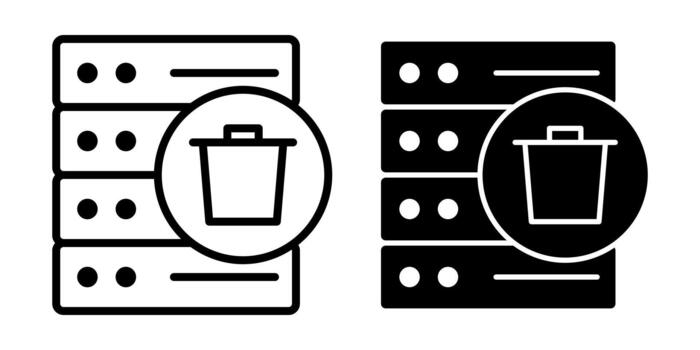 servidor basura negro icono haz para descartado datos administración y sistema limpiar Tareas vector