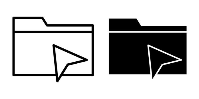 carpeta cursor hacer clic negro icono haz para interactivo archivo acceso y digital navegación vector