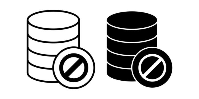 Database Block Symbol Black Icon Bundle for Secure Access and Restricted Data Control vector