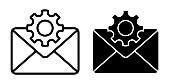 Email Settings Black Icon Bundle for Mail Configuration and System Preferences vector
