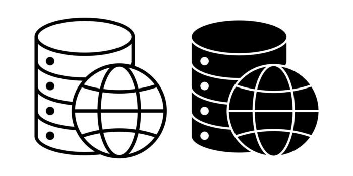 global base de datos negro icono haz para en todo el mundo datos redes y internacional información utilizar vector