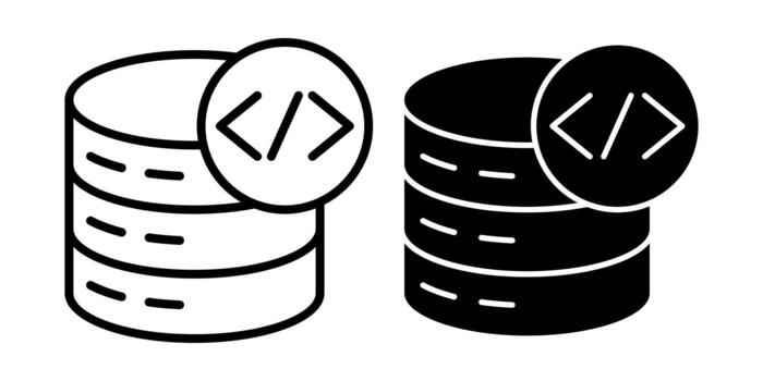 Database Code Black Icon Bundle for Programming and Data System Development vector